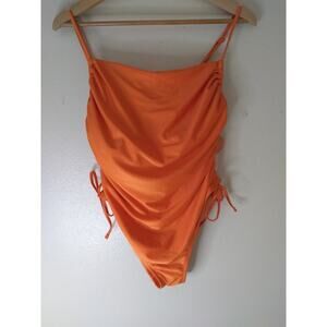 Noel 1 Pc. Swimsuit Orange Lace Up Sides Sz XL 16 Cheeky Beach Vacation